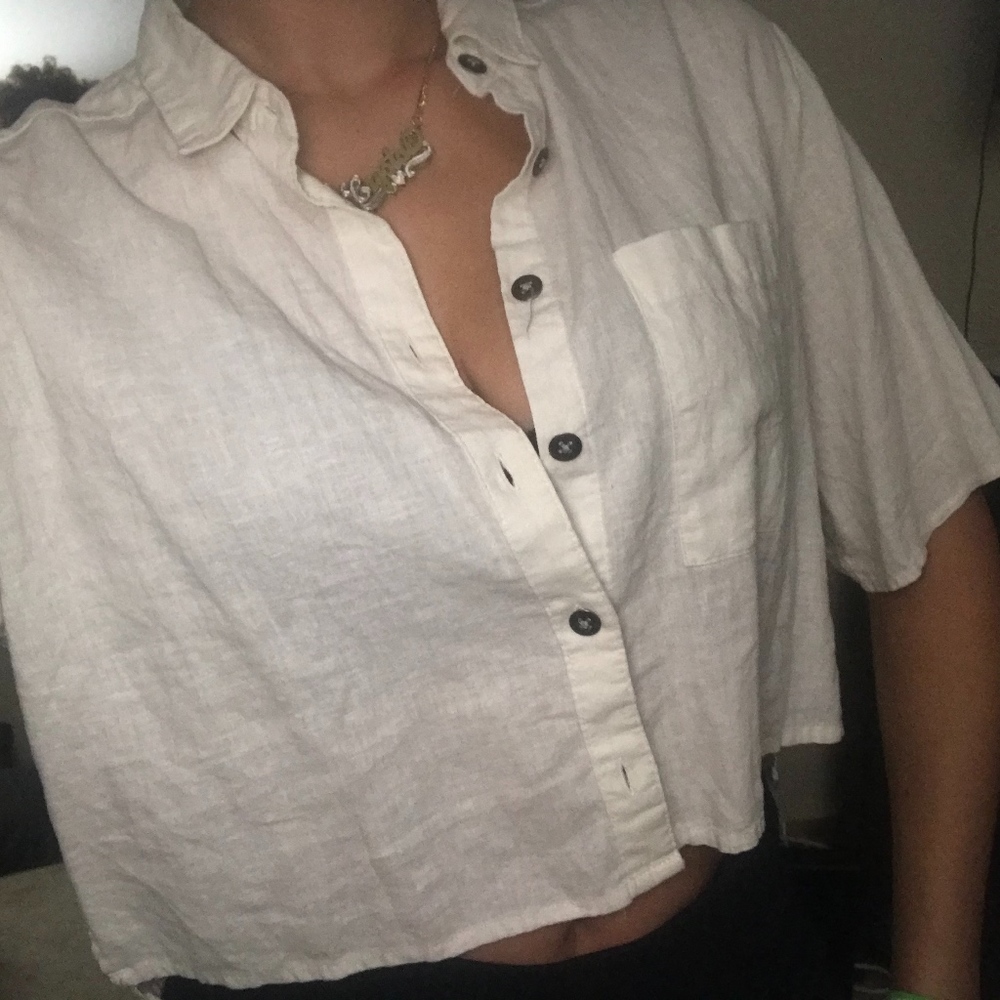 button down crop top